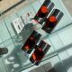Pair of double oxar wall lights 1970