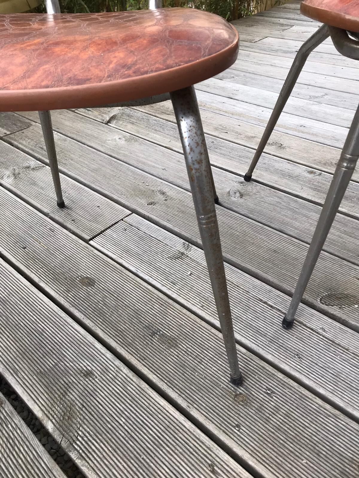 Brown skai chairs and stool