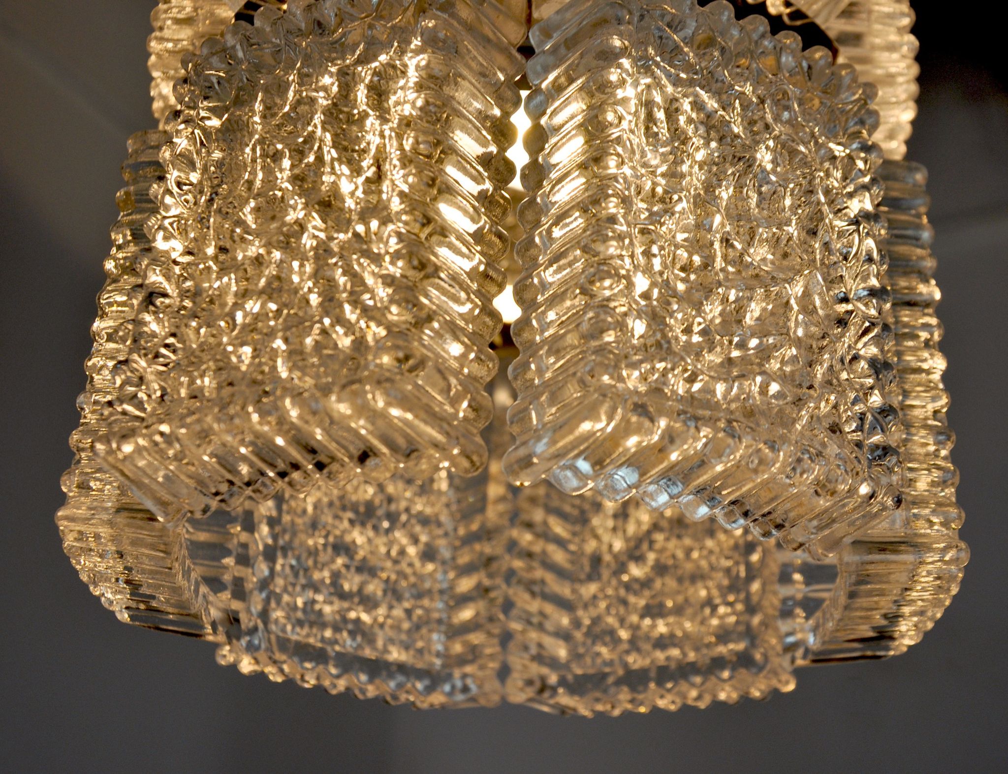 Chandelier by Kaiser Leuchten in frosted glass Germany 1960