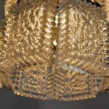 Lustre par Kaiser Leuchten en verre givré Allemagne 1960