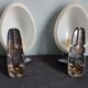 Paire d'appliques oufs en opaline et métal chromé vintage