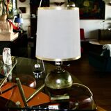 Lampe en bronze patiné et cuir art deco danemark 1930