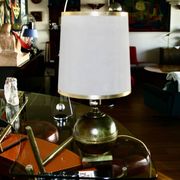 Lampe en bronze patiné et cuir art deco danemark 1930