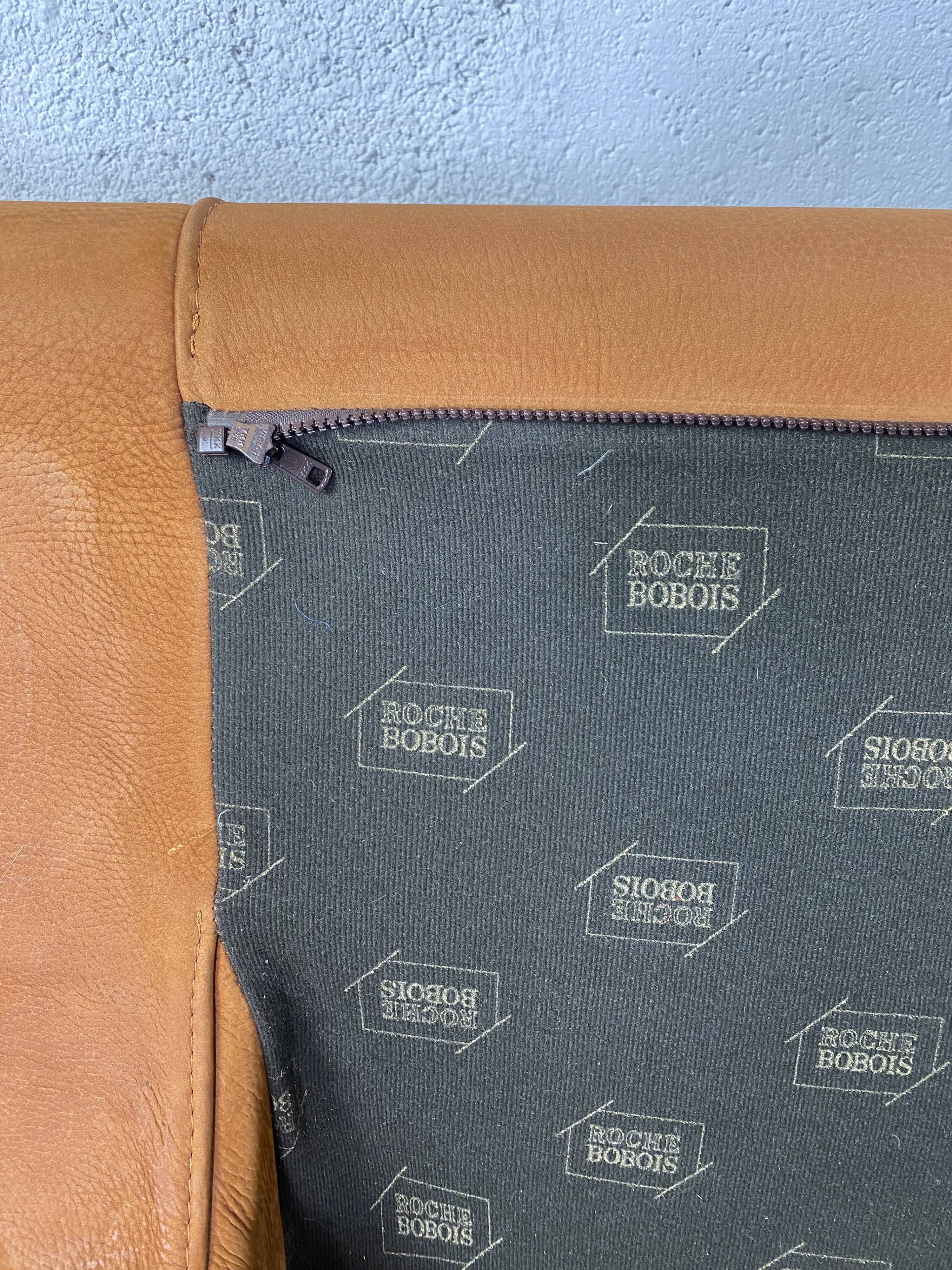 Roche-Bobois brown leather sofa