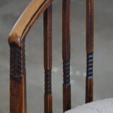 Pair of Danish armchairs in beech, reupholstered in lambswool, Art Nouveau, 1900s.