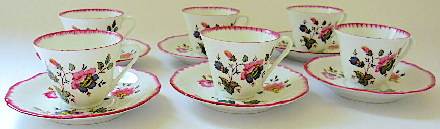 Six coffee cups and their porcelain undercups from Sologne