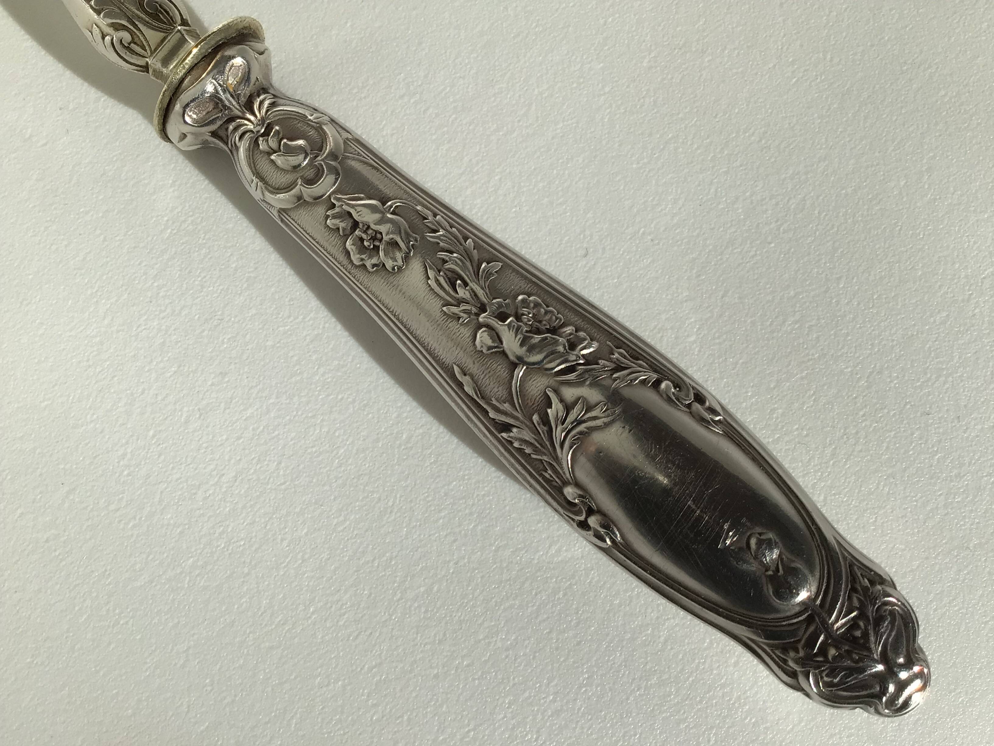 Cake or pie server 19th century silver metal engraved punch