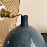 Blue enameled ceramic lamp by Roland Zobel, Les Cyclades workshop