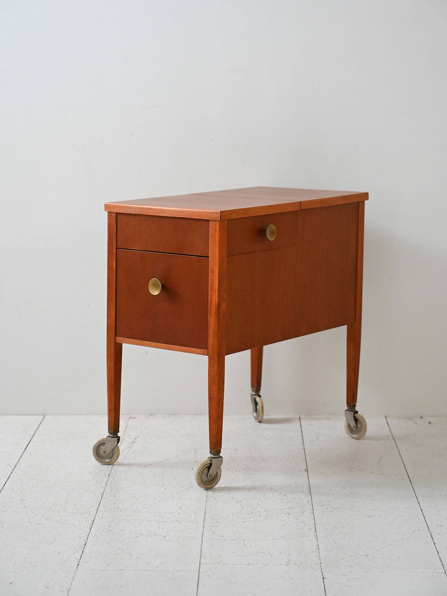 Scandinavian Vintage Mahogany Storage Trolley