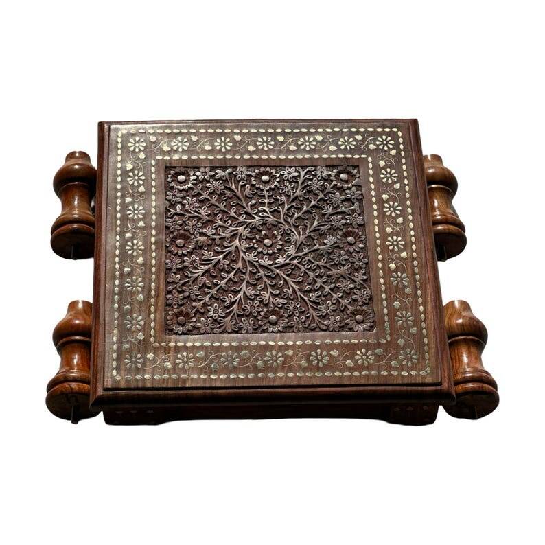 Sesham wood artisanal chowki 15 x 15 inches