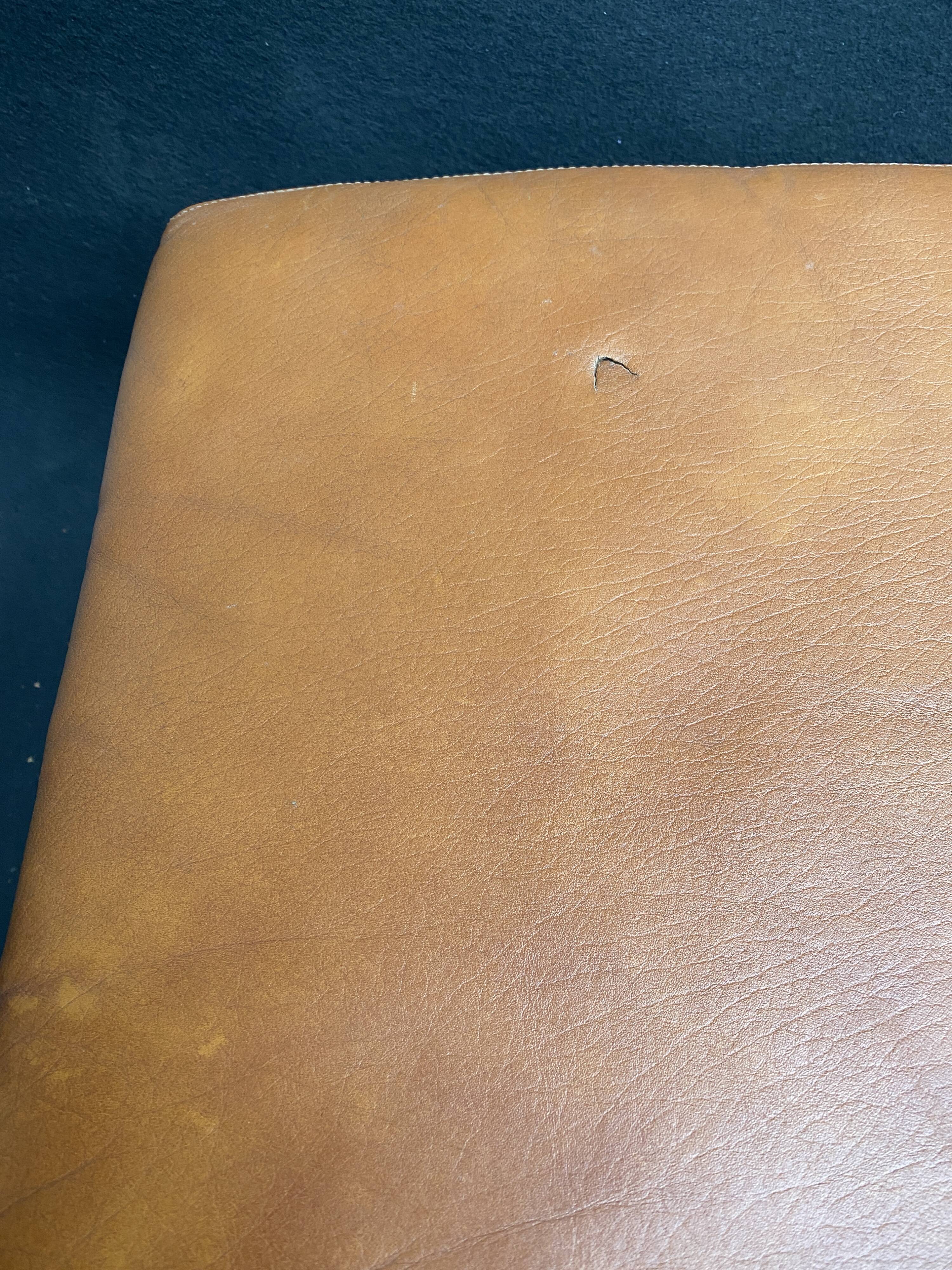 Lounge chair and ottoman leather cognac