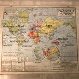 School planisphere Vidal-Lablache 1955 map