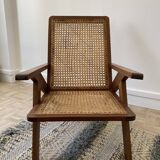 1950s armchair in wood and cane