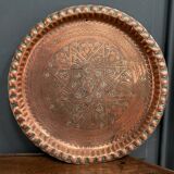 Oriental tray in copper or brass engraved XXth