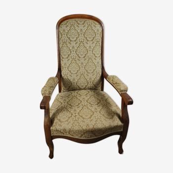 Fauteuil Voltaire jaune décor floral