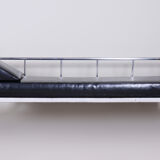 Black leather sofa made in 1930s Czechia by Vichr & Co. - Fully restored