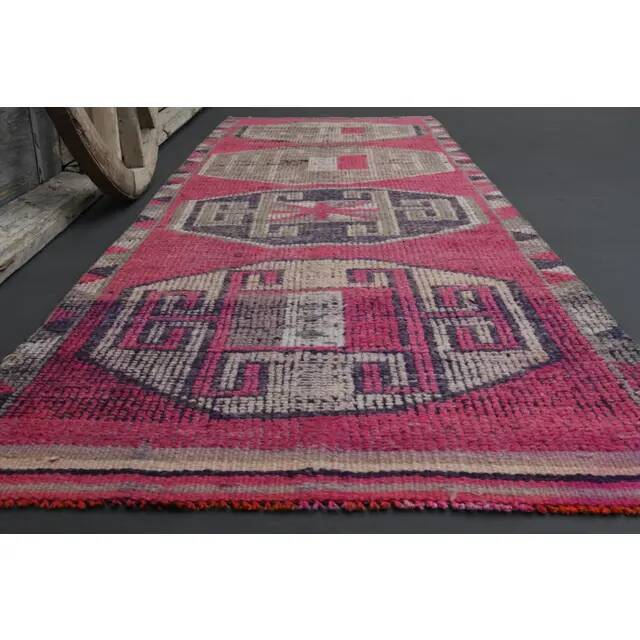 Tapis vintage turc en laine et coton noué à la main, années 1970