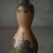 Terracotta table lamp, Art Nouveau, L. Hjorth, Bornholm, Denmark, 1930s