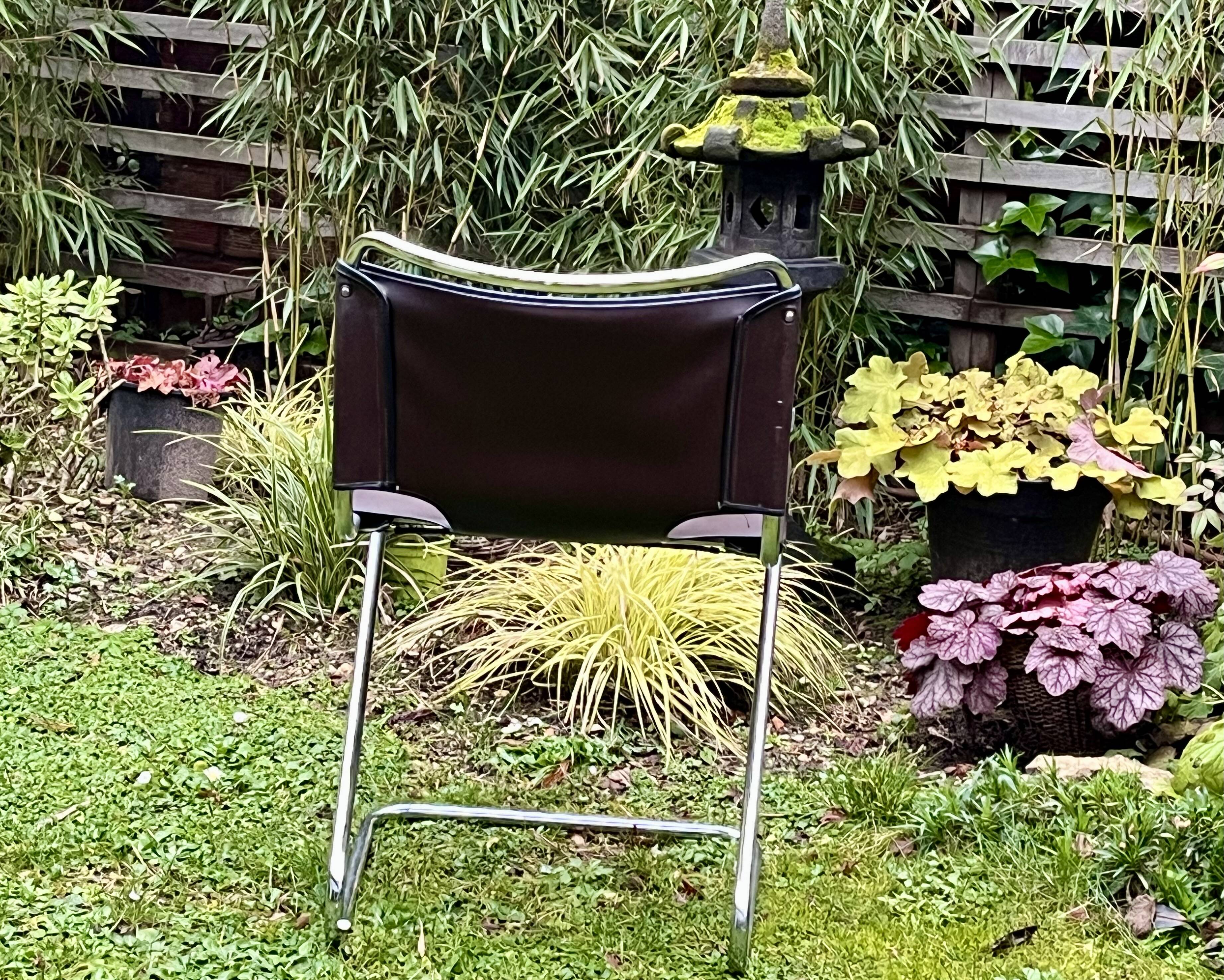 Leather designer chair - Biscia model - Pascal Mourgue
