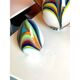 White Egg Table Lamp in Murano-Style Multicoloured Glass