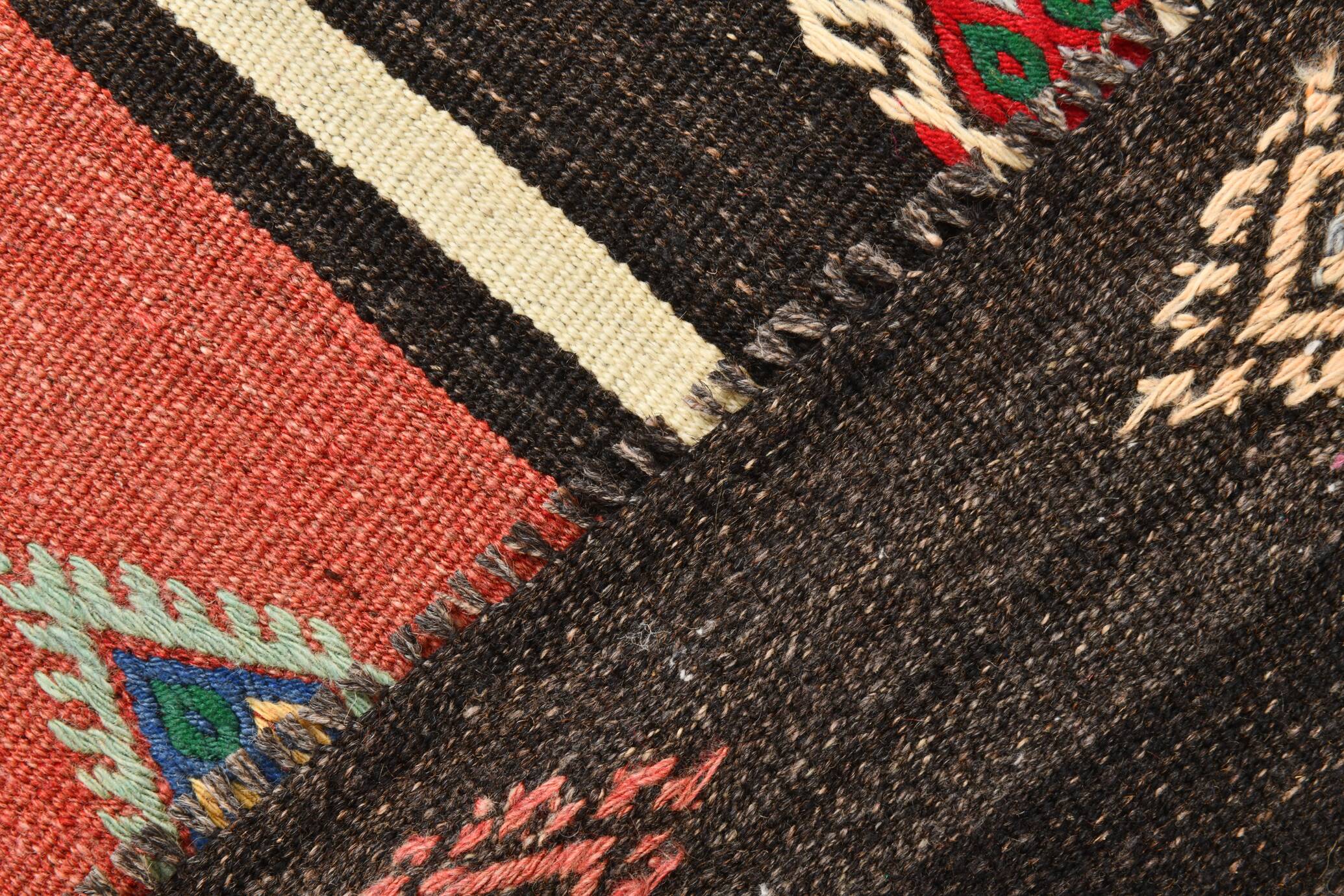 6x9 Red Cream Handmade Wool Vintage Rug, 178x274Cm