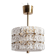 Suspended glass and brass lamp by Carl Fagerlund for Orrefors, Sweden, 1960.