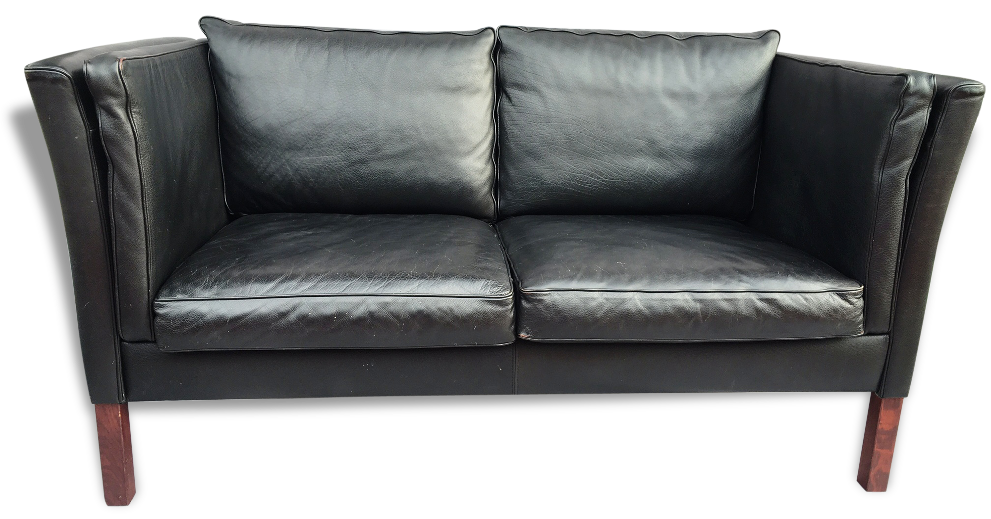 Scandinavian sofa in black leather, early 1970s