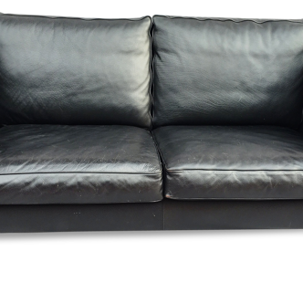 Scandinavian sofa in black leather, early 1970s