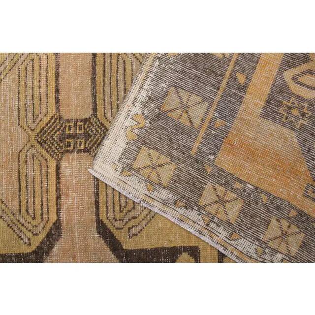 Vintage Turkish Oushak handmade wool copper cotton beige rug 138x420