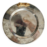 Vintage patinated silver metal bottle coaster – Golden knot