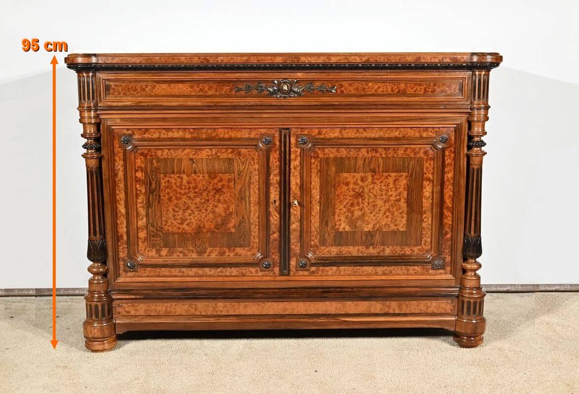Commode Buffet in Amboyna Burl and Rosewood, Louis XVI style – 2nd Part 19th