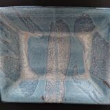 Rectangular dish glazed terracotta ceramic XXth signature