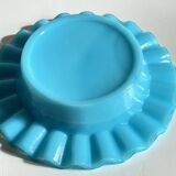 Cendrier verre opalin bleu vintage
