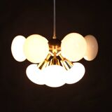 1970s Brass 9-Flamming Chandelier by Sputnik , Czechoslovakia