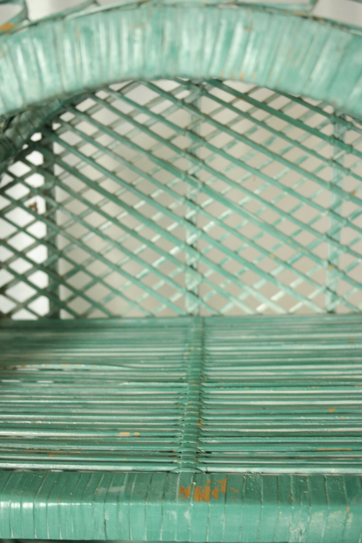 Vintage mint green wicker bookcase