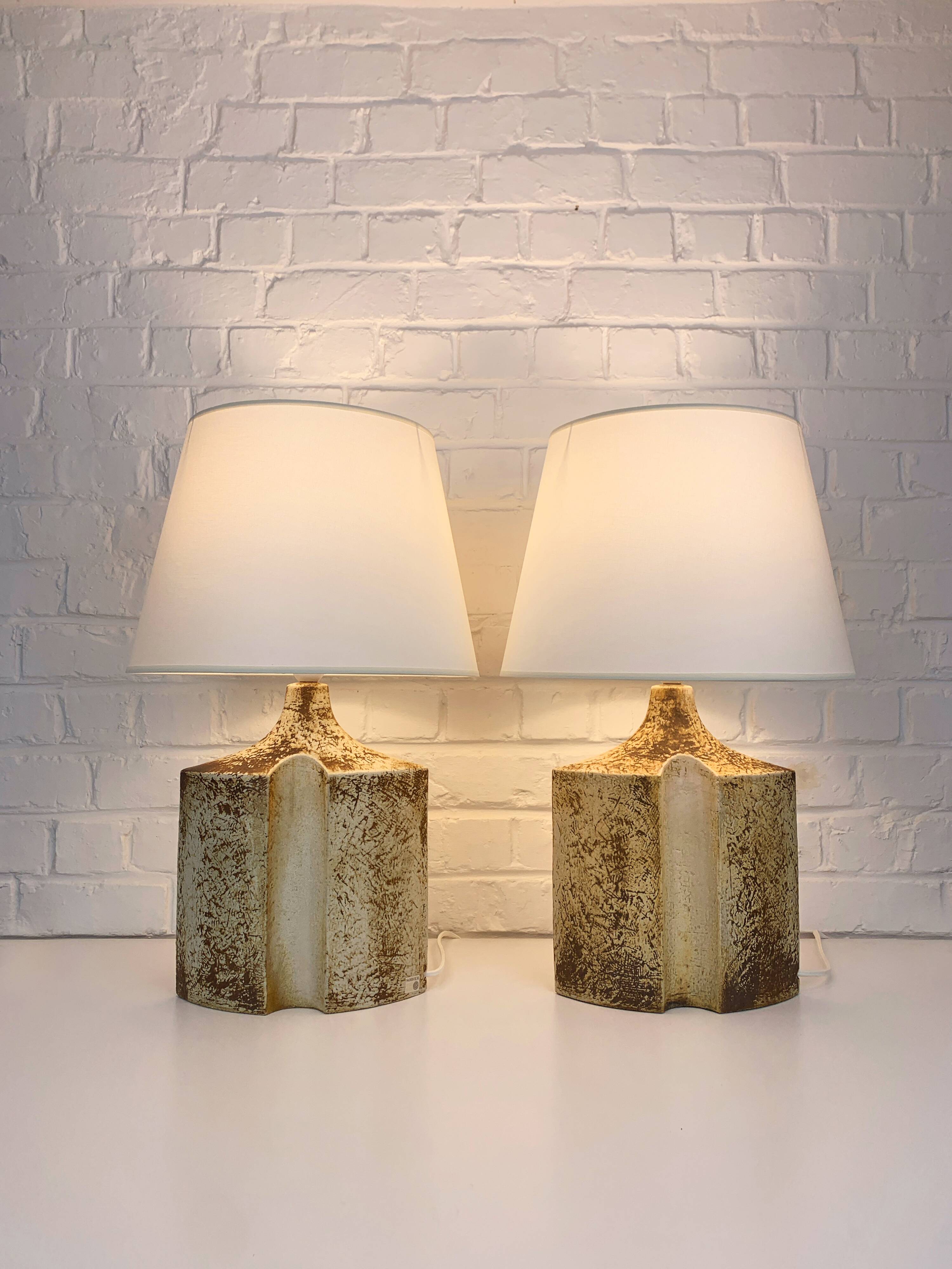 Pair of Haico Nitzsche ceramic table lamps for Soholm, Denmark