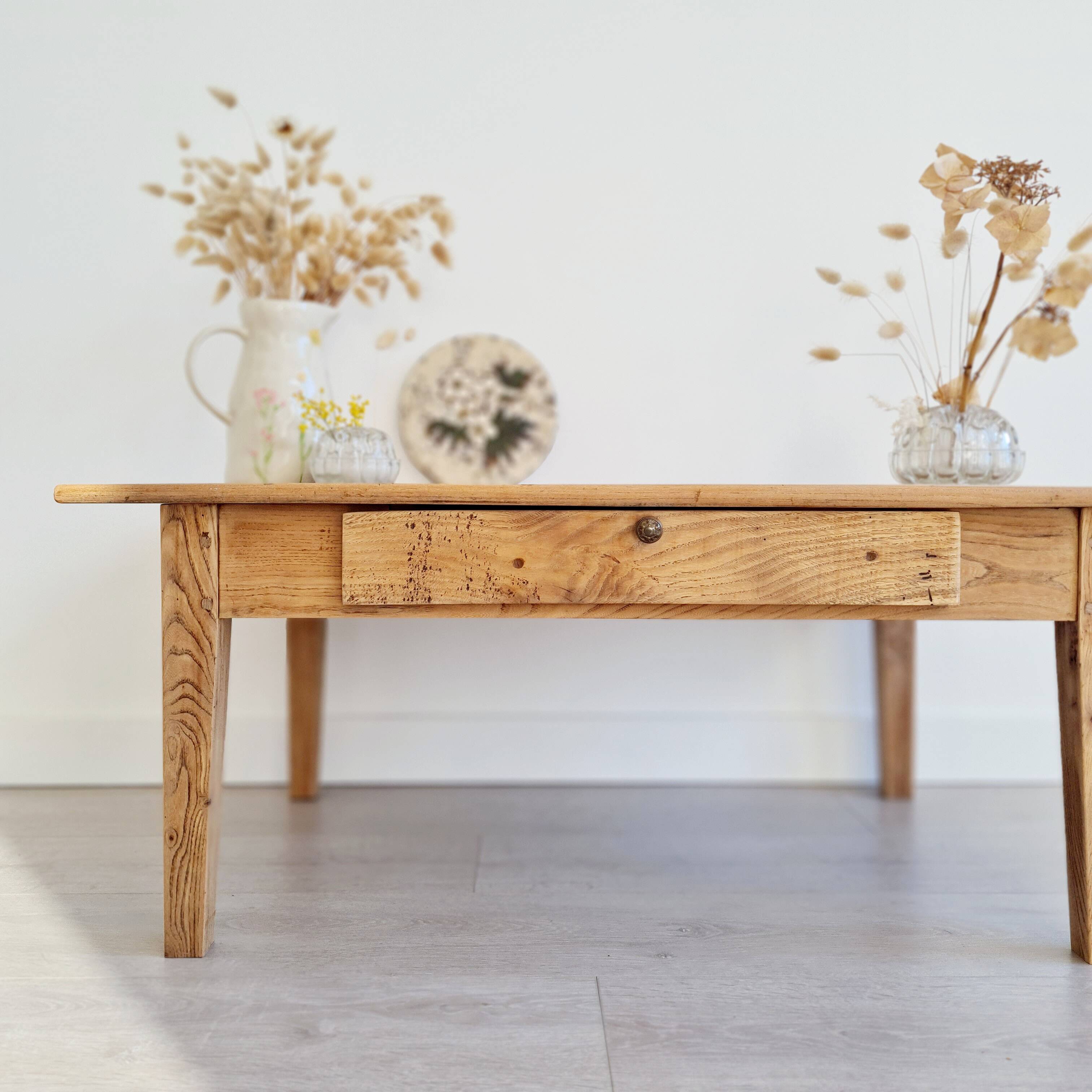 Table de ferme basse bois brut