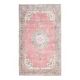 Tapis turc vintage en laine et coton rose noué à la main