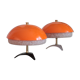 Pair of Philips 1960 mushroom bedside lamp, granite and orange vintage perspex