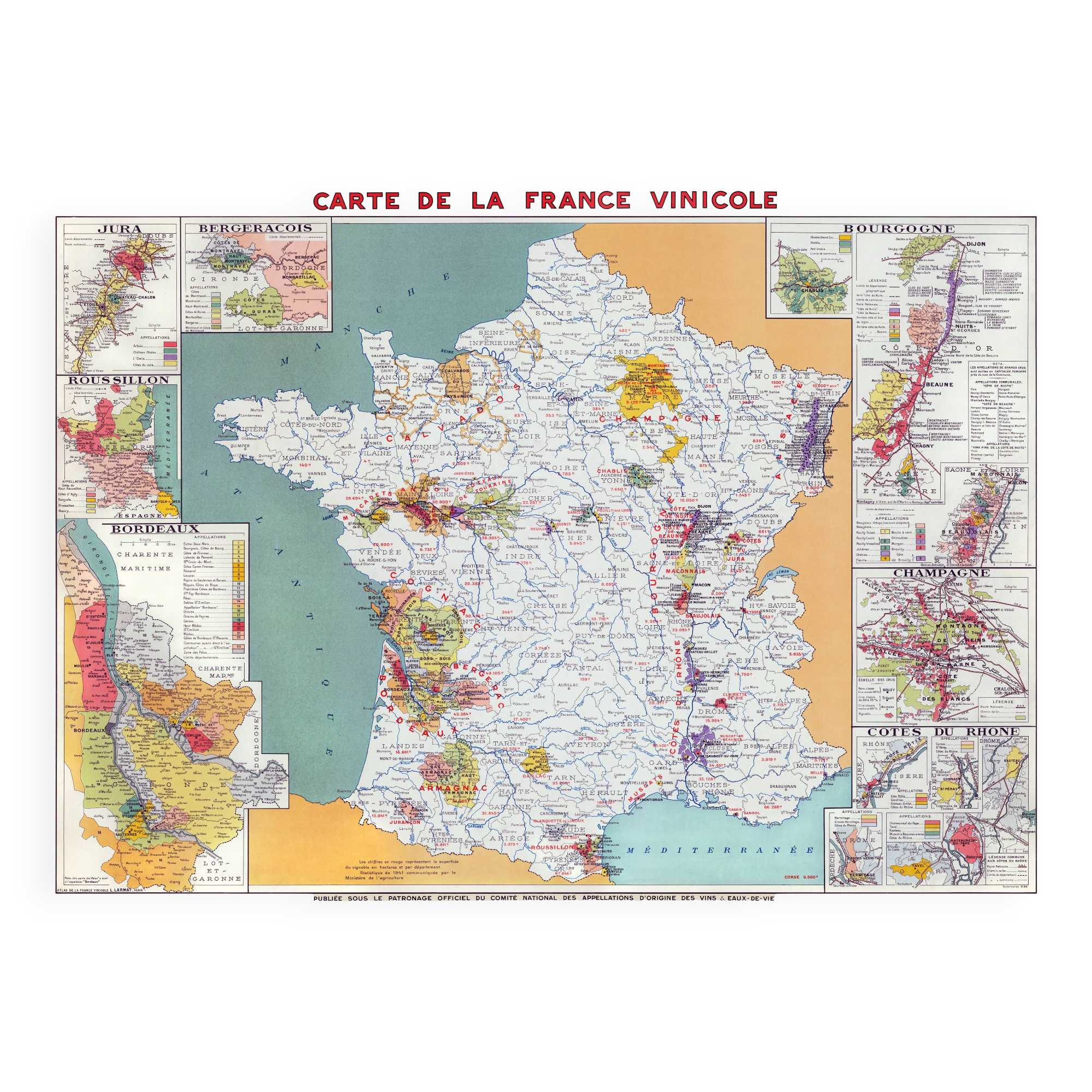 Carte de la France vinicole en 1949
