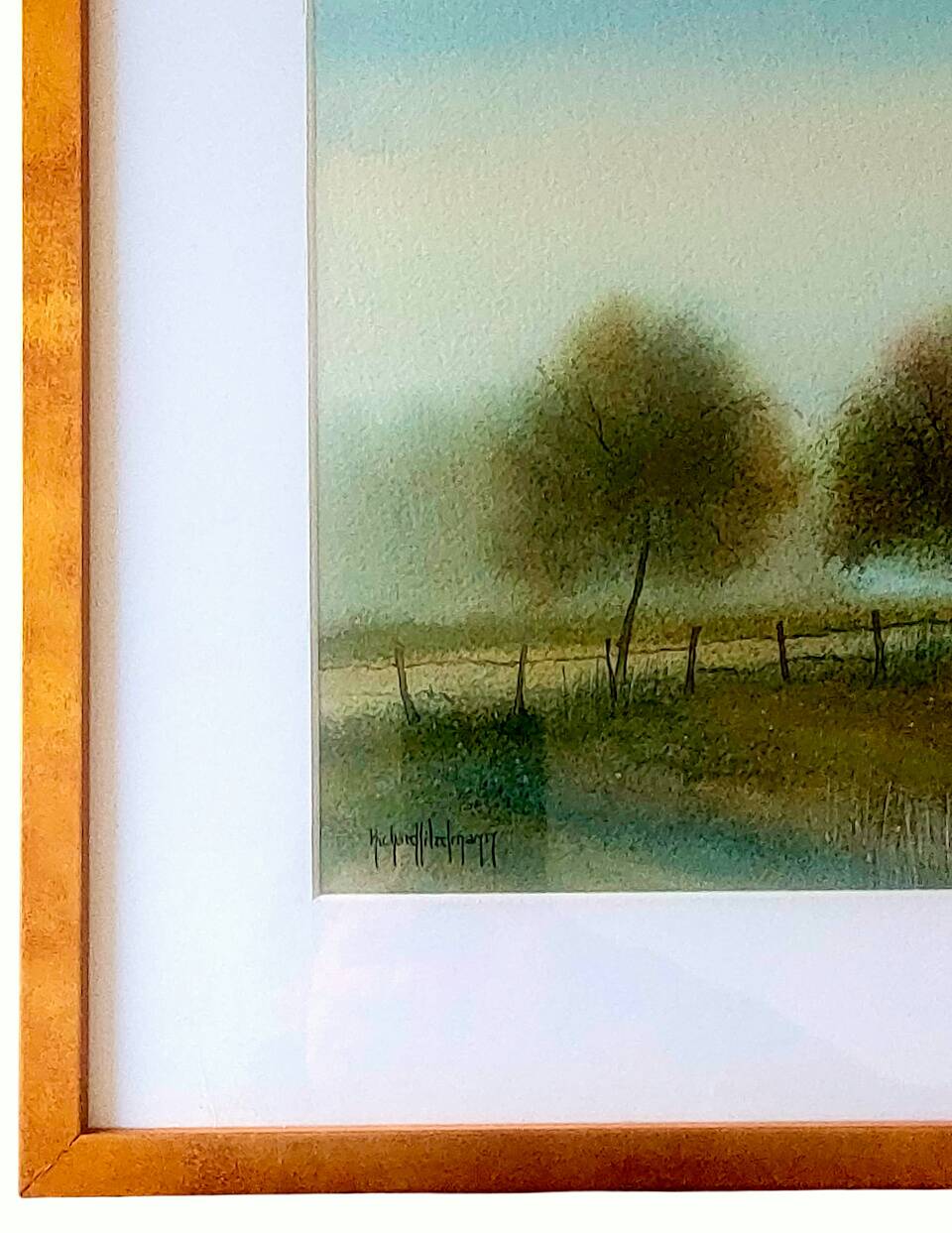 Tableau signé Richard LITZELMANN (1951-2020) – Aquarelle - Paysage champêtre