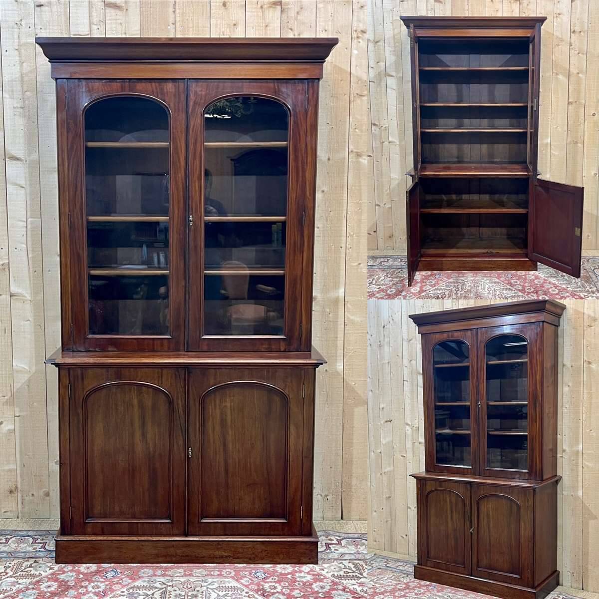 19th century Victorian 2-body bookcase in mahogany