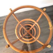 Table basse bambou et verre design années 60 - 70