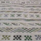 Handmade Berber white patterned white carpet