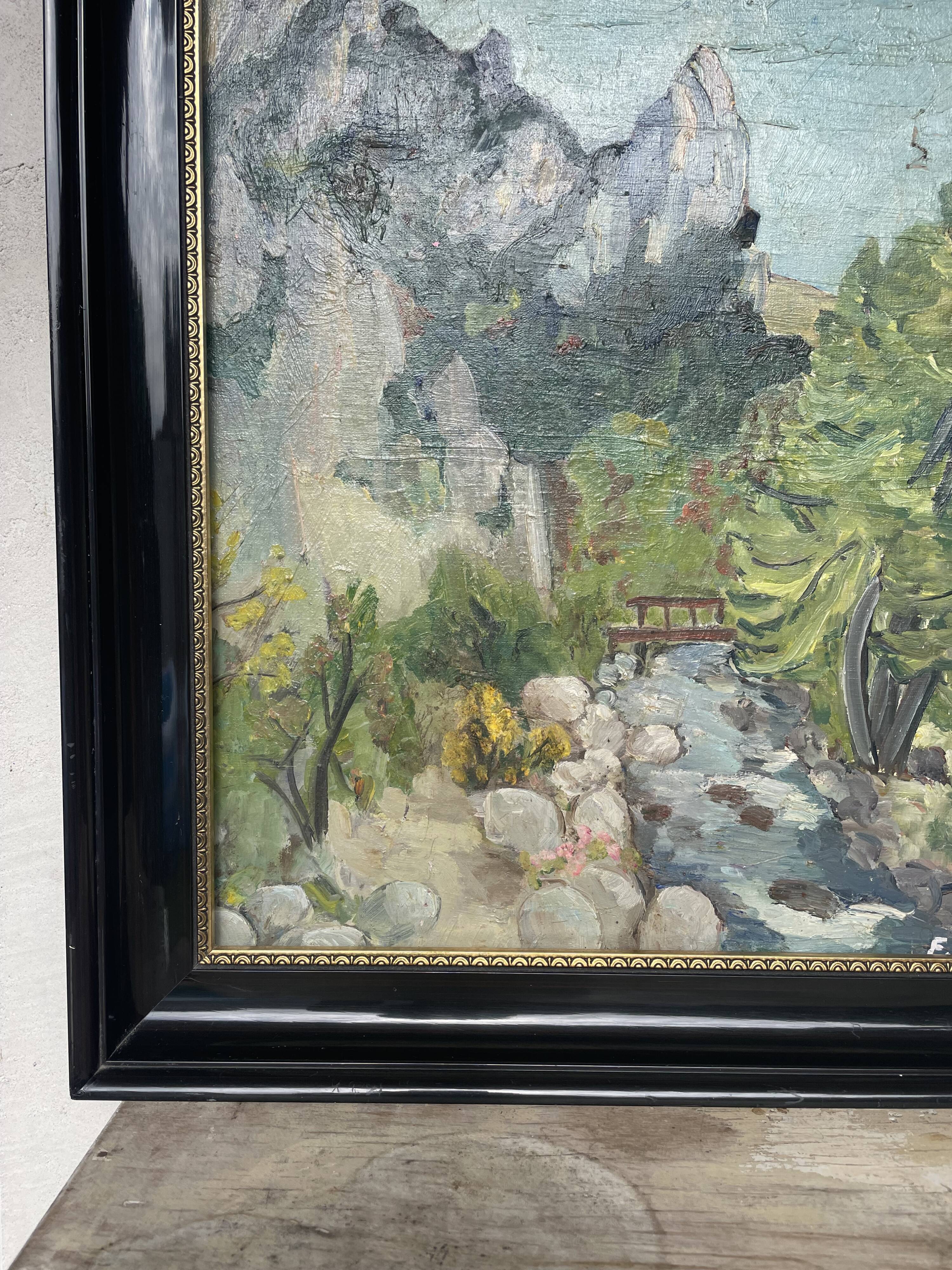 Paysage à l’huile post-impressionniste signé F. Gill