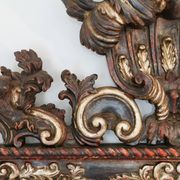 Grande Miroir Italien Sculpté, Bois Doré et Patiné, Style Baroque Rococo, A
