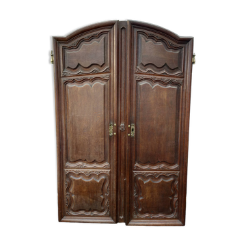 Pair of antique oak wardrobe doors