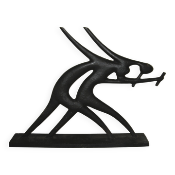 Modernist cast iron statuette from the 1950s.