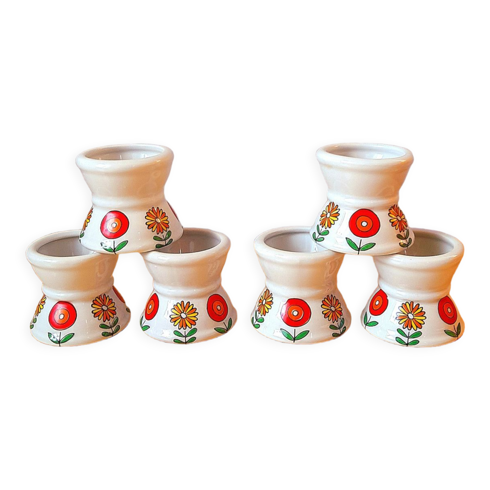 Lot de 6 coquetiers pop 70s