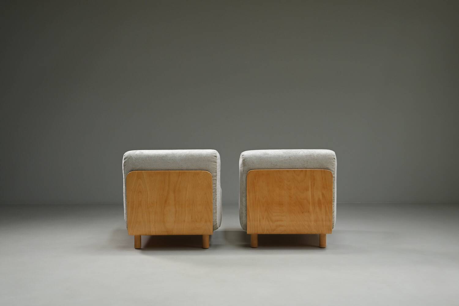 Set of 2 plywood lounge chairs, 1970s The Netherlands.